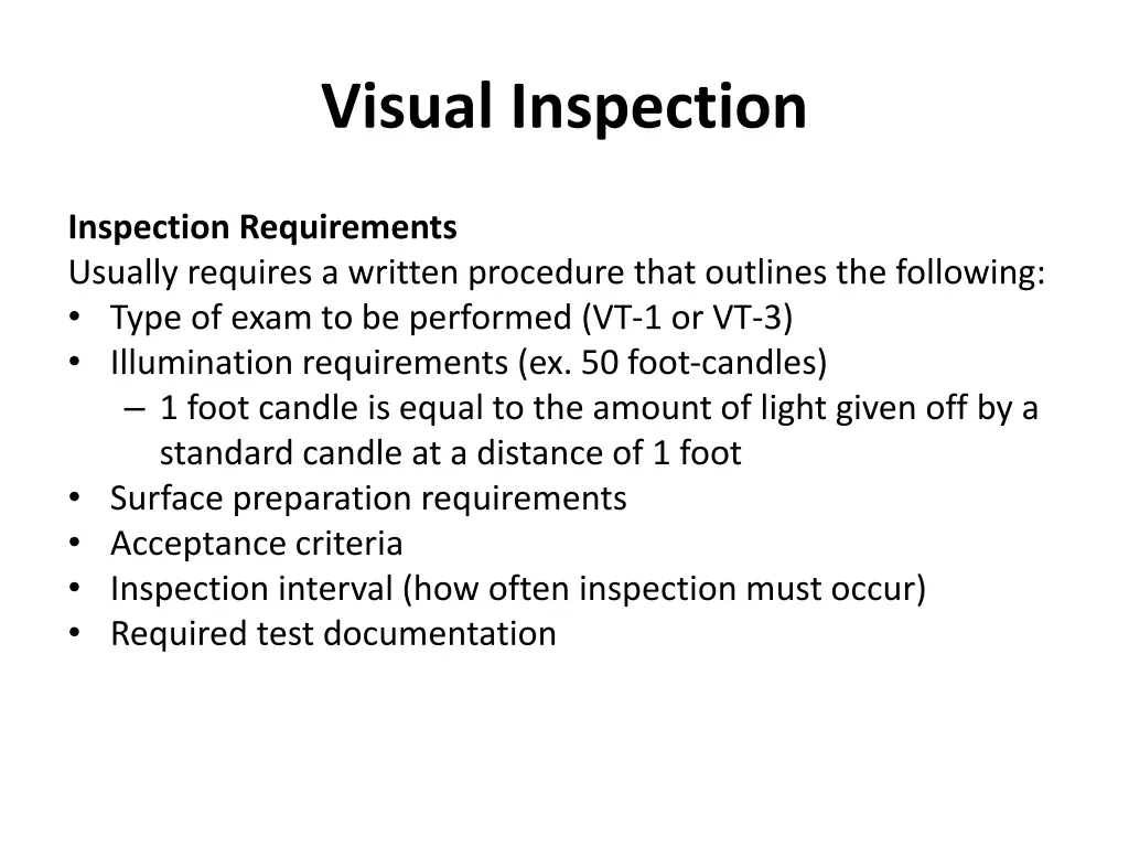 visual inspection 12