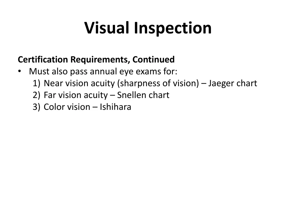 visual inspection 17