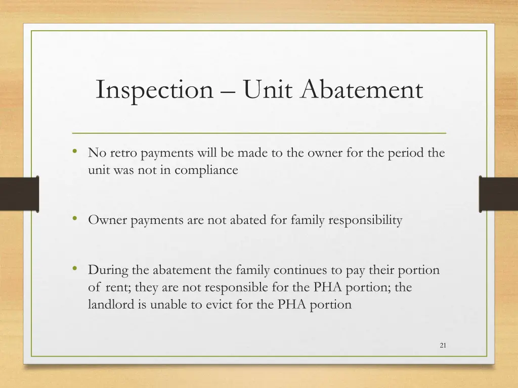 inspection unit abatement