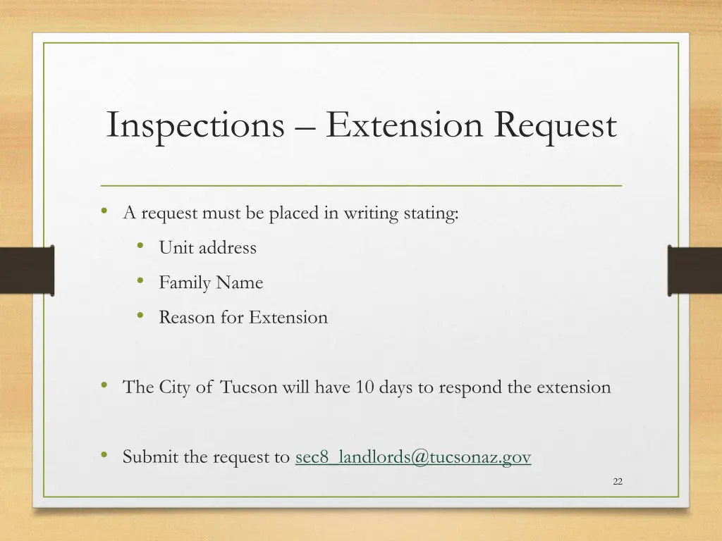 inspections extension request