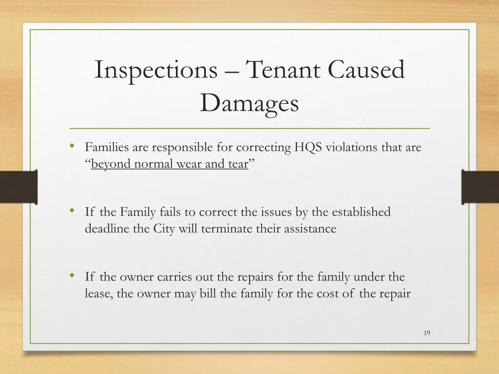 inspections tenant caused damages