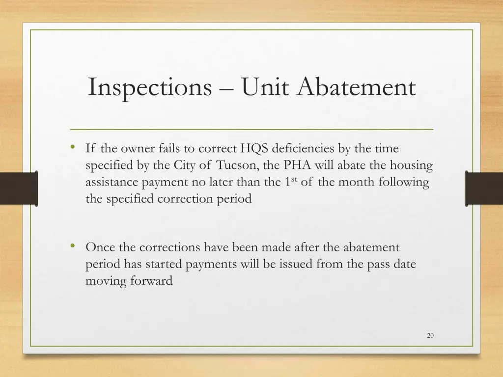 inspections unit abatement