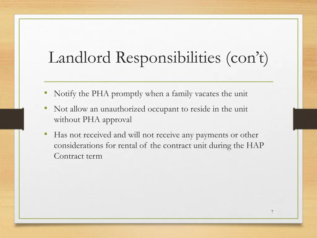 landlord responsibilities con t