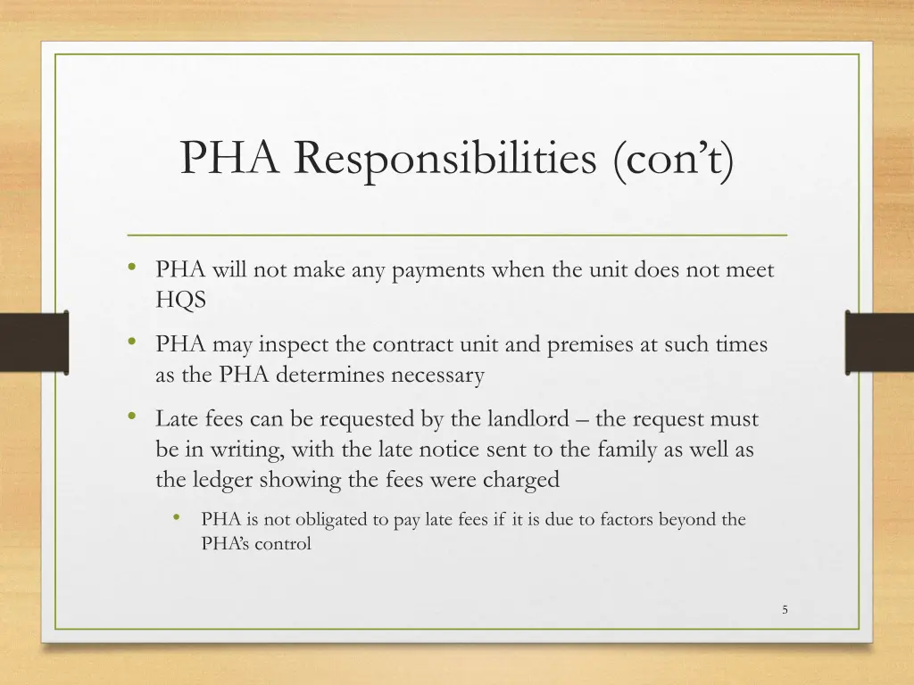 pha responsibilities con t