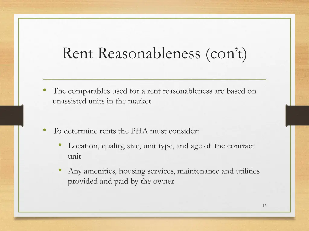 rent reasonableness con t