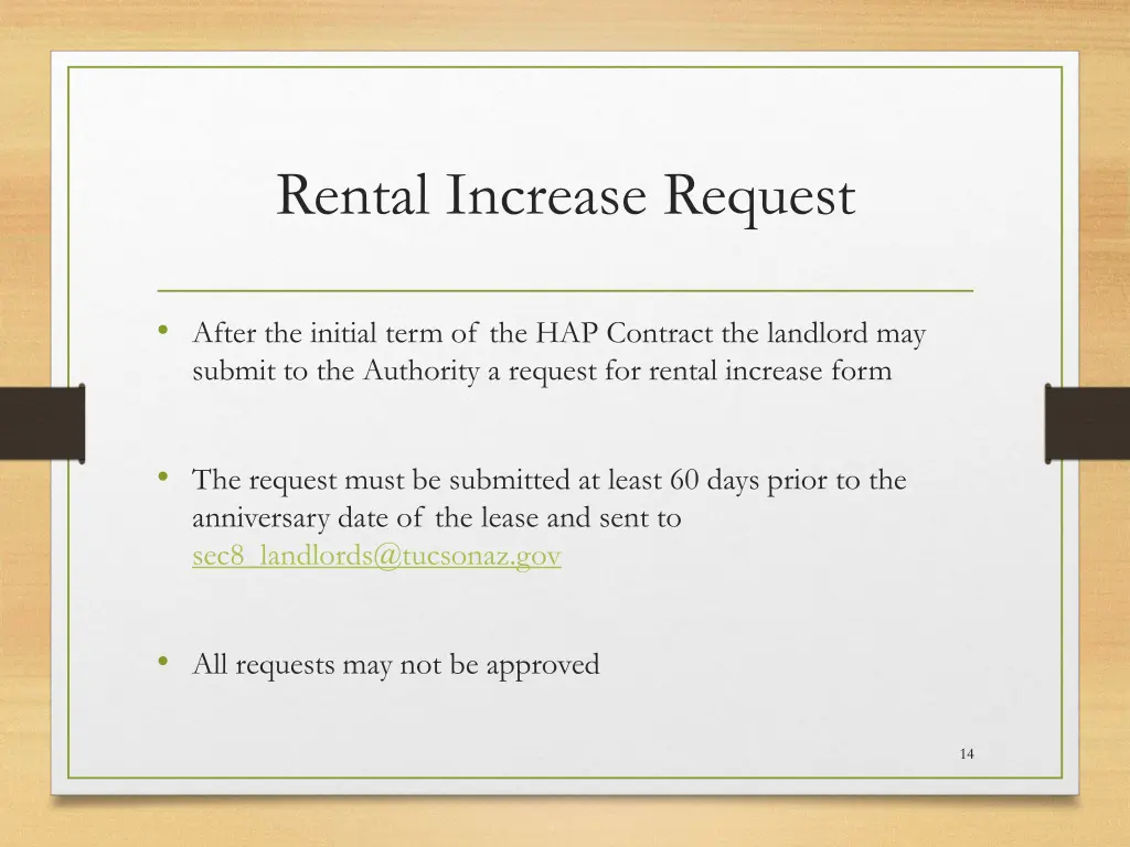 rental increase request