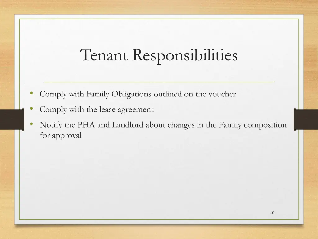 tenant responsibilities