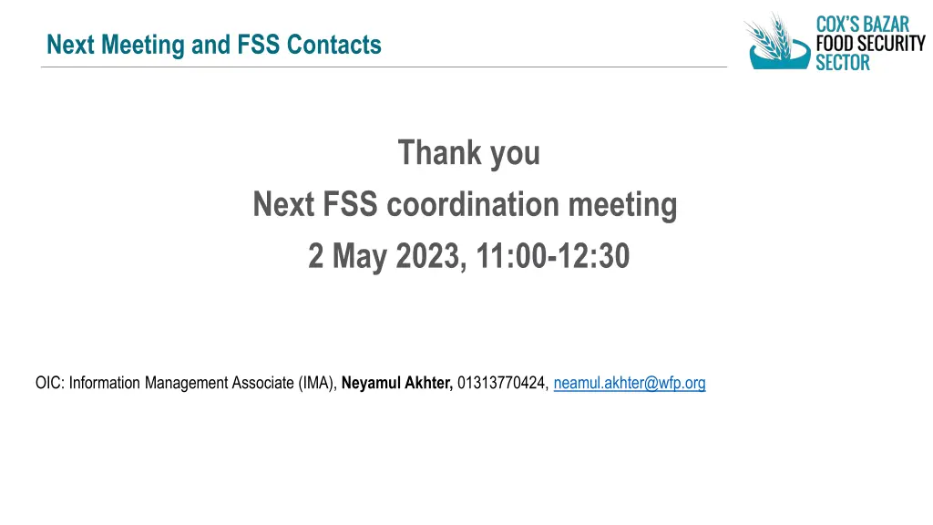 next meeting and fss contacts