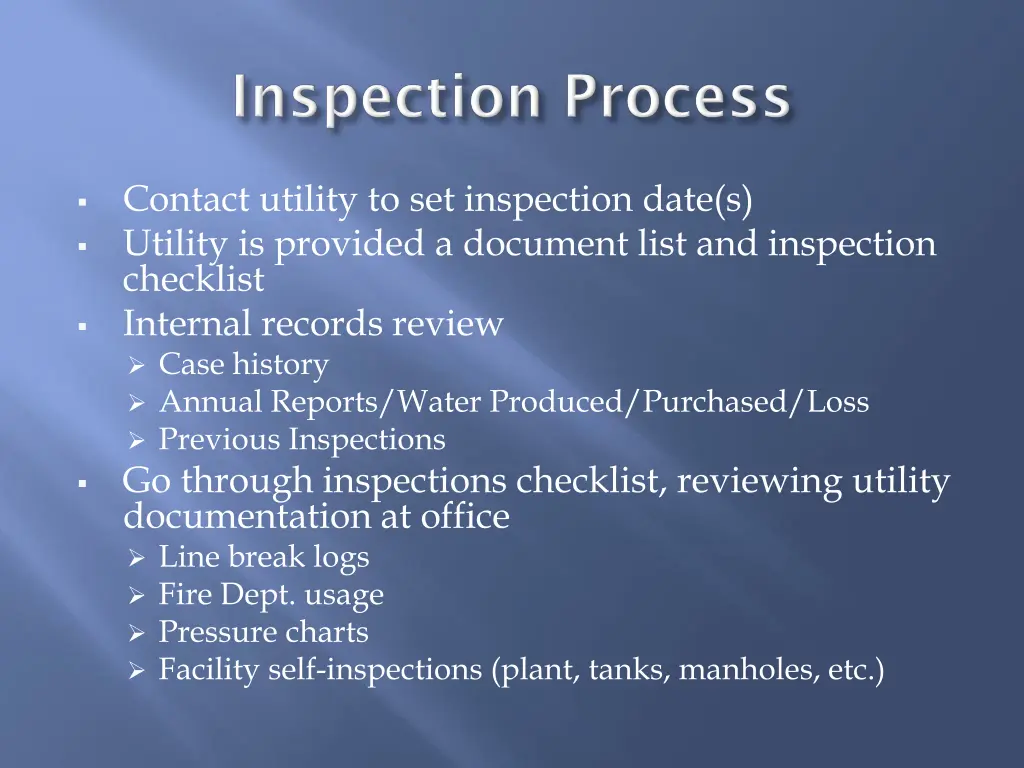 contact utility to set inspection date s utility