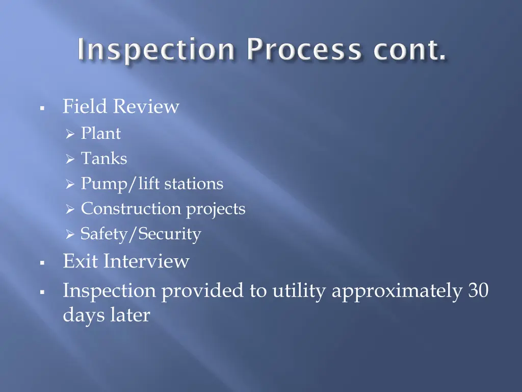 field review plant tanks pump lift stations