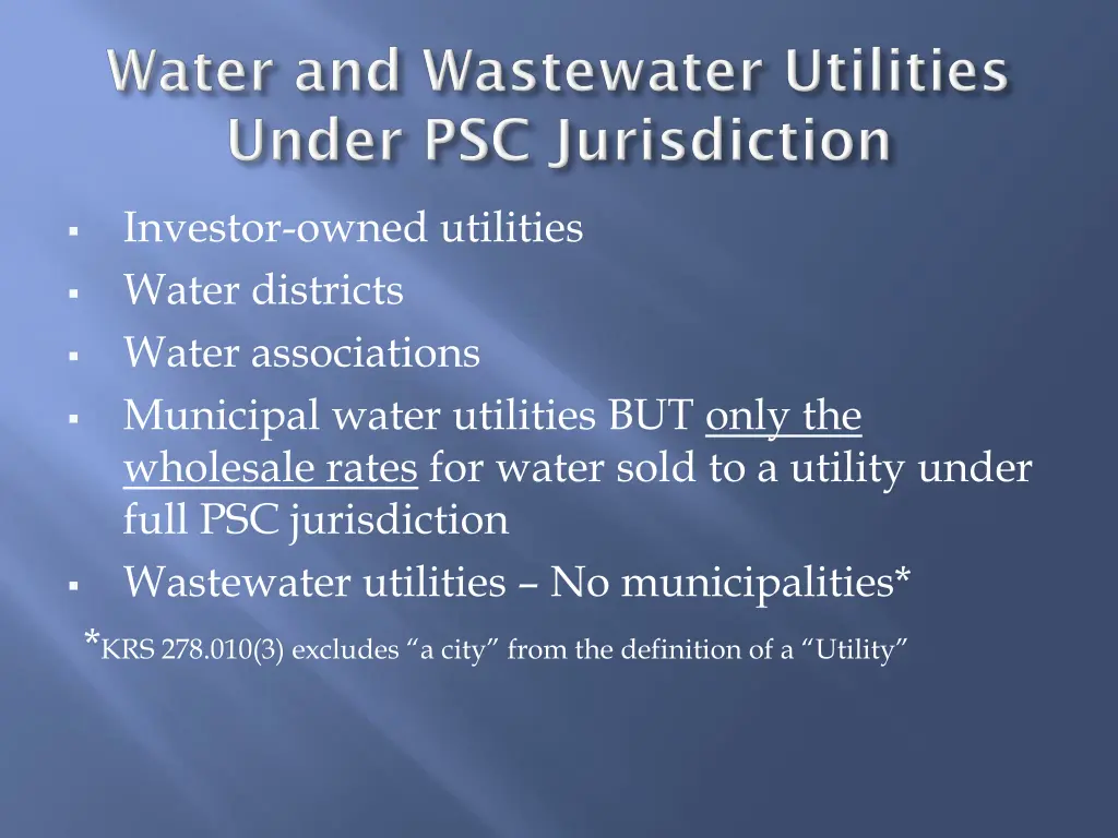 investor owned utilities water districts water