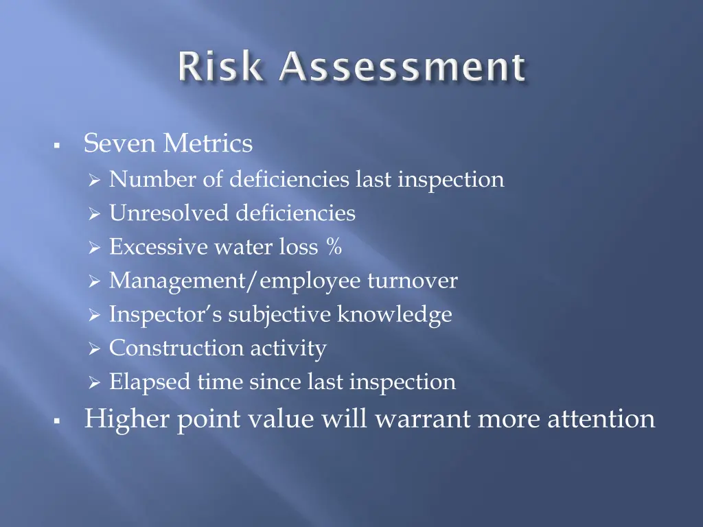 seven metrics number of deficiencies last