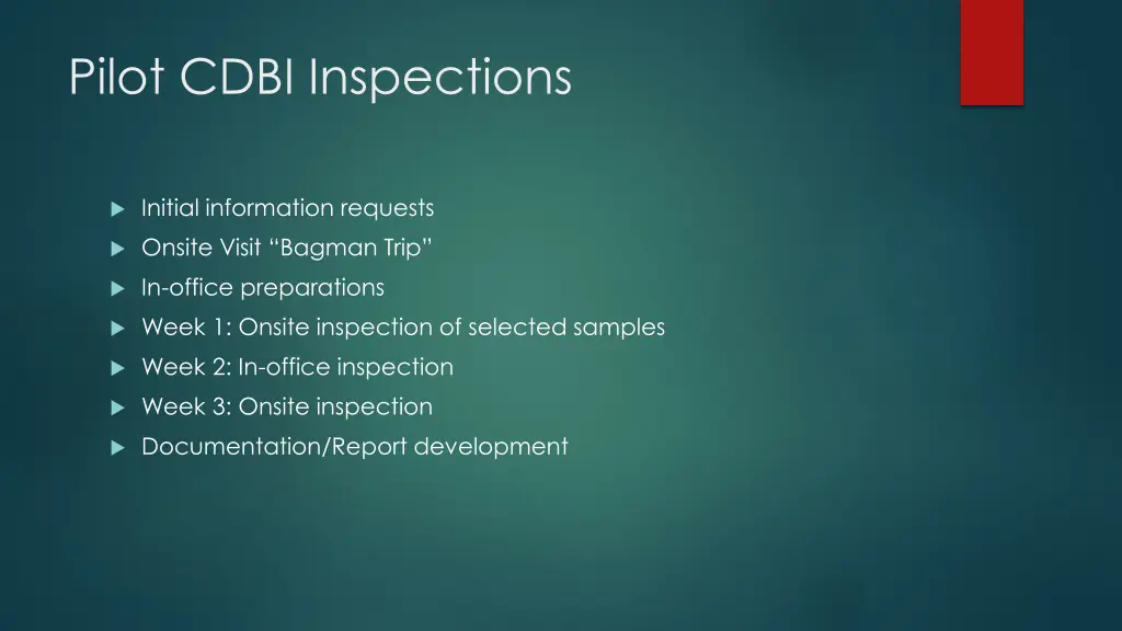 pilot cdbi inspections