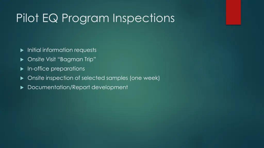 pilot eq program inspections