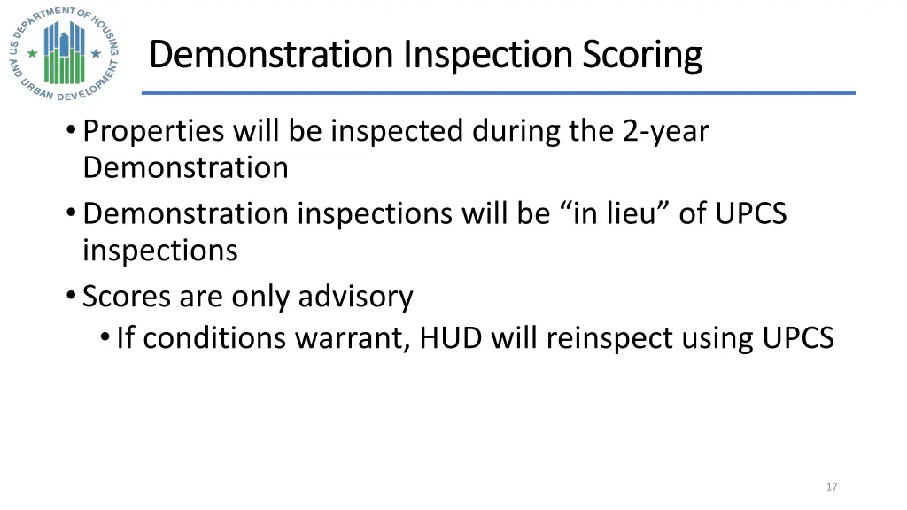 demonstration inspection scoring demonstration