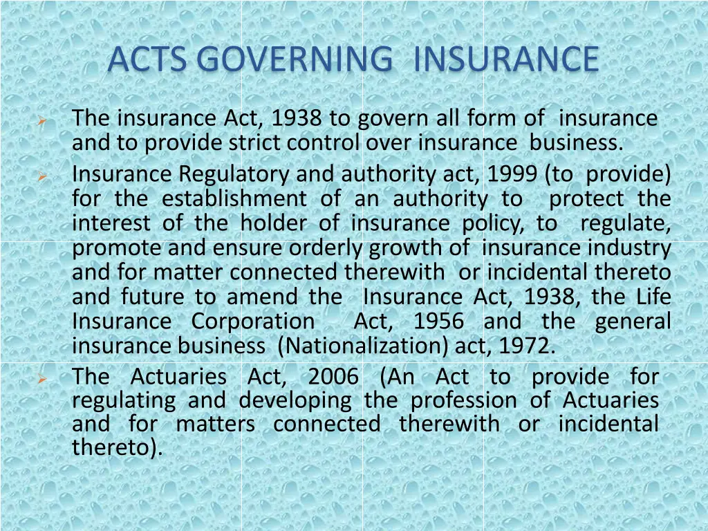 acts governing insurance