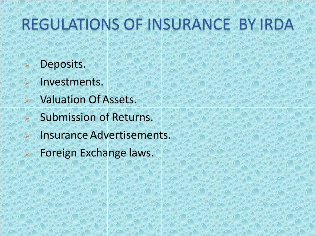 regulations of insurance byirda