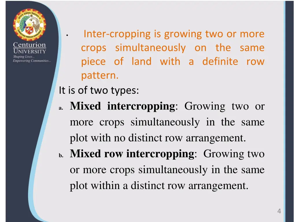 inter cropping is growing two or more crops