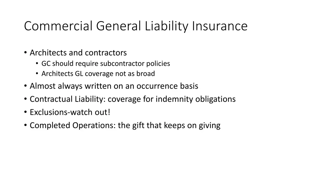 commercial general liability insurance