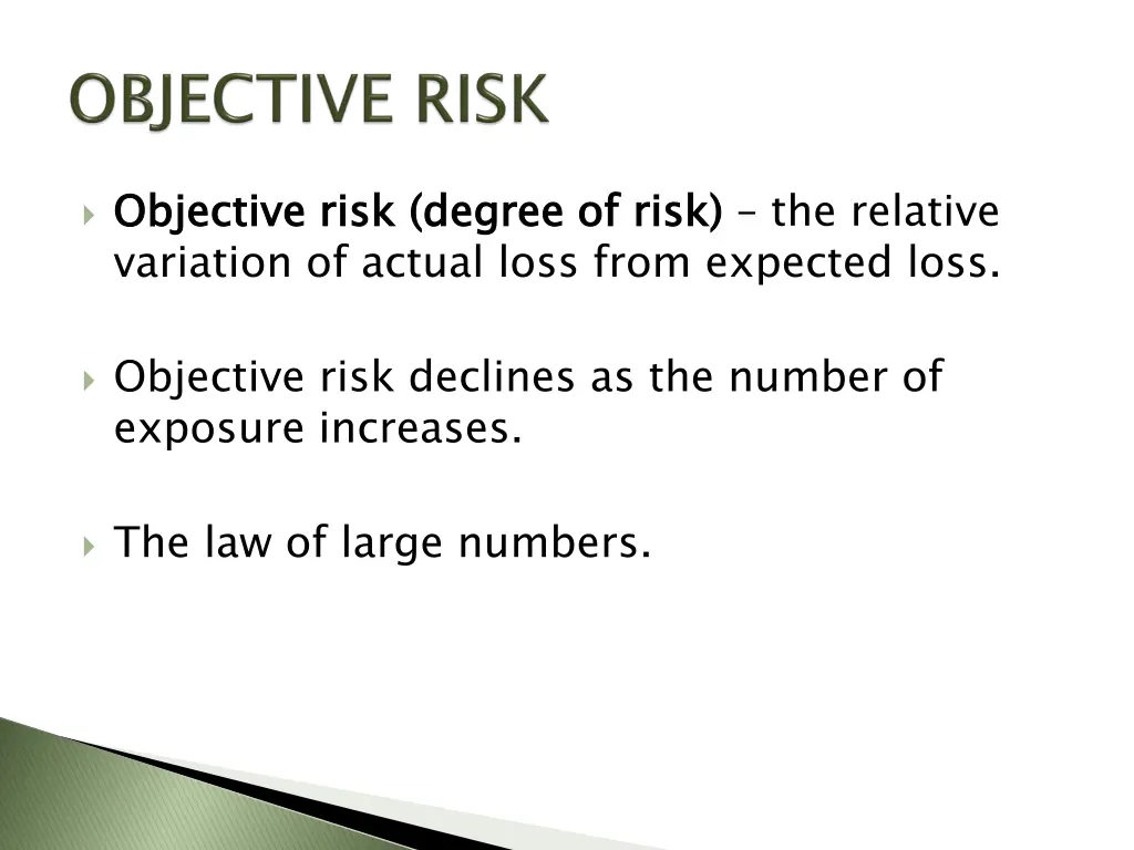 objective variation of actual loss from expected