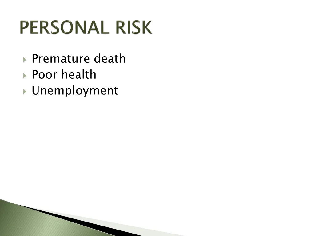 premature death poor health unemployment