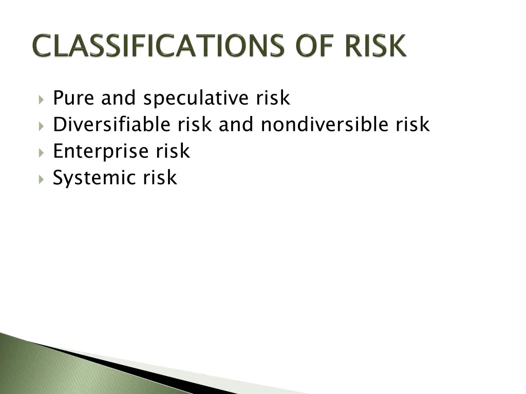 pure and speculative risk diversifiable risk