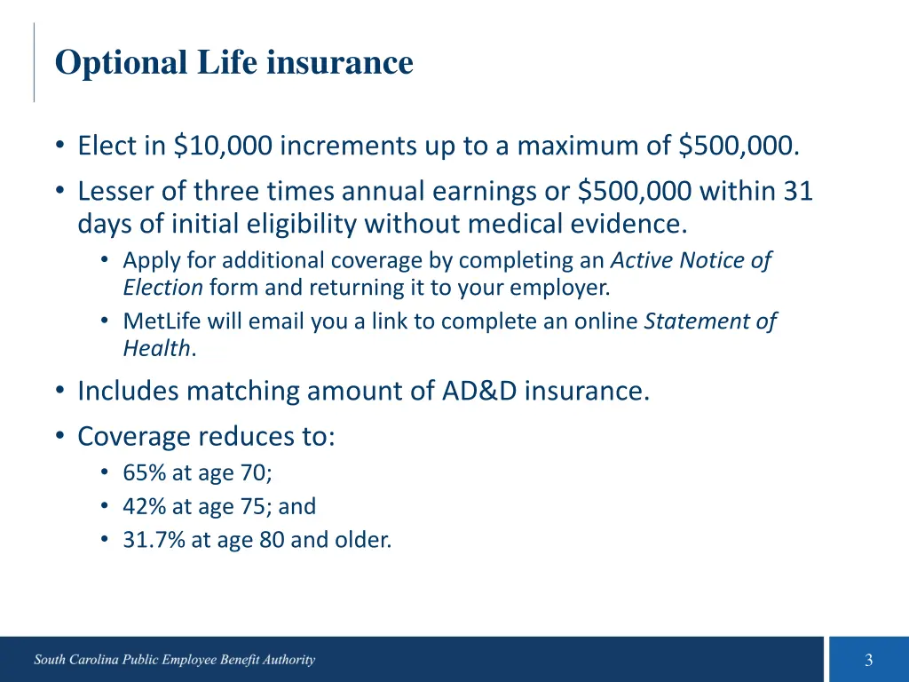 optional life insurance