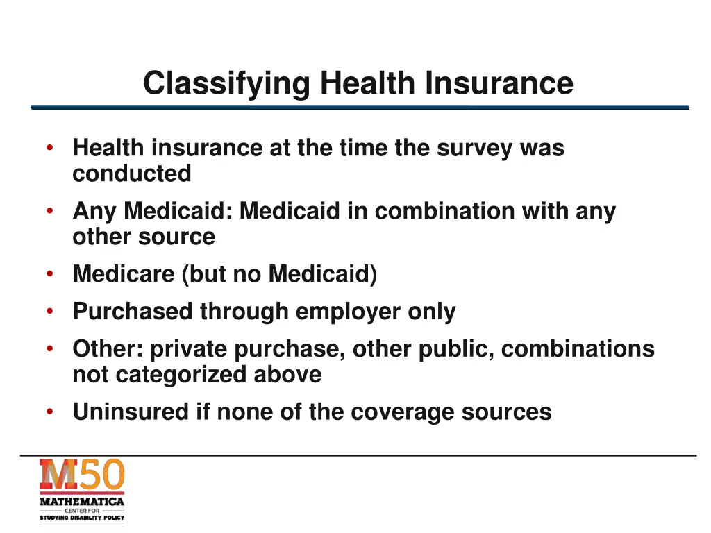 classifying health insurance