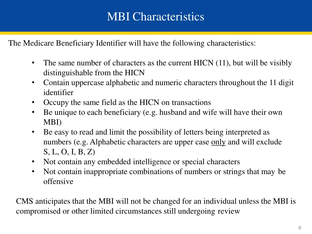 mbi characteristics