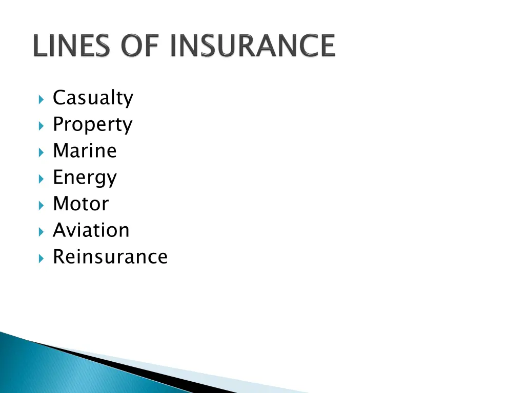 casualty property marine energy motor aviation