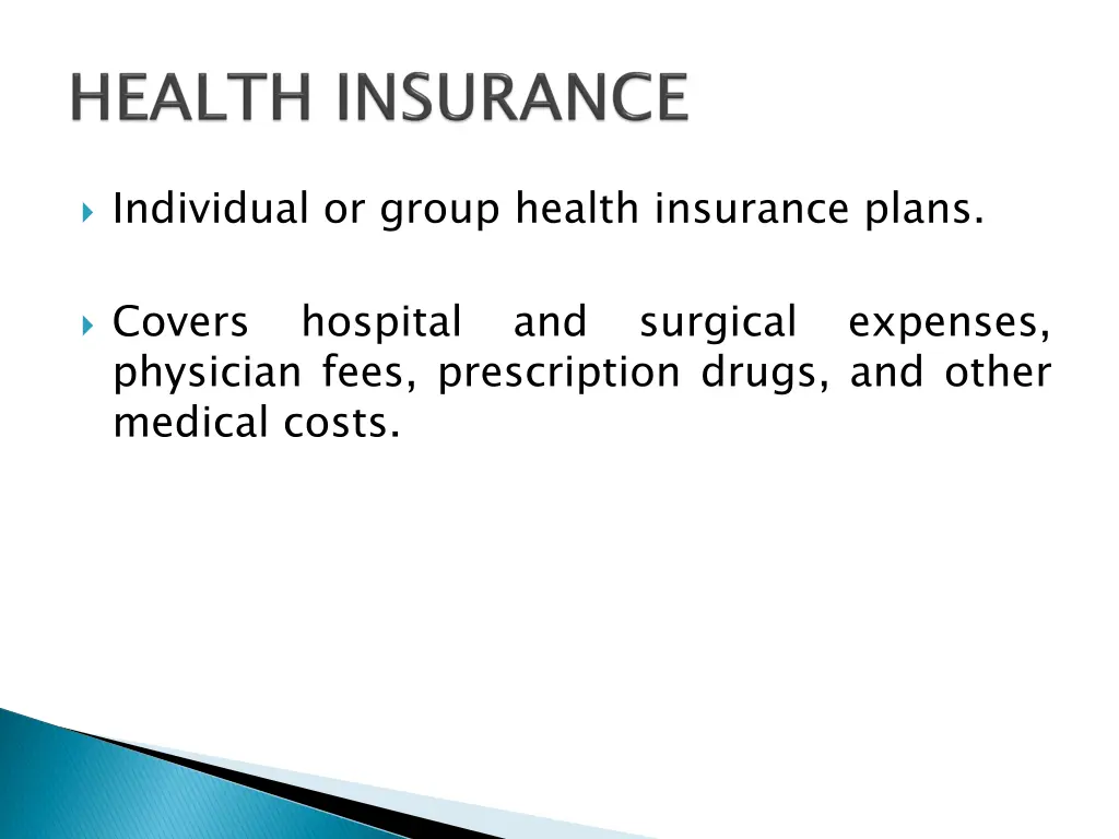 individual or group health insurance plans