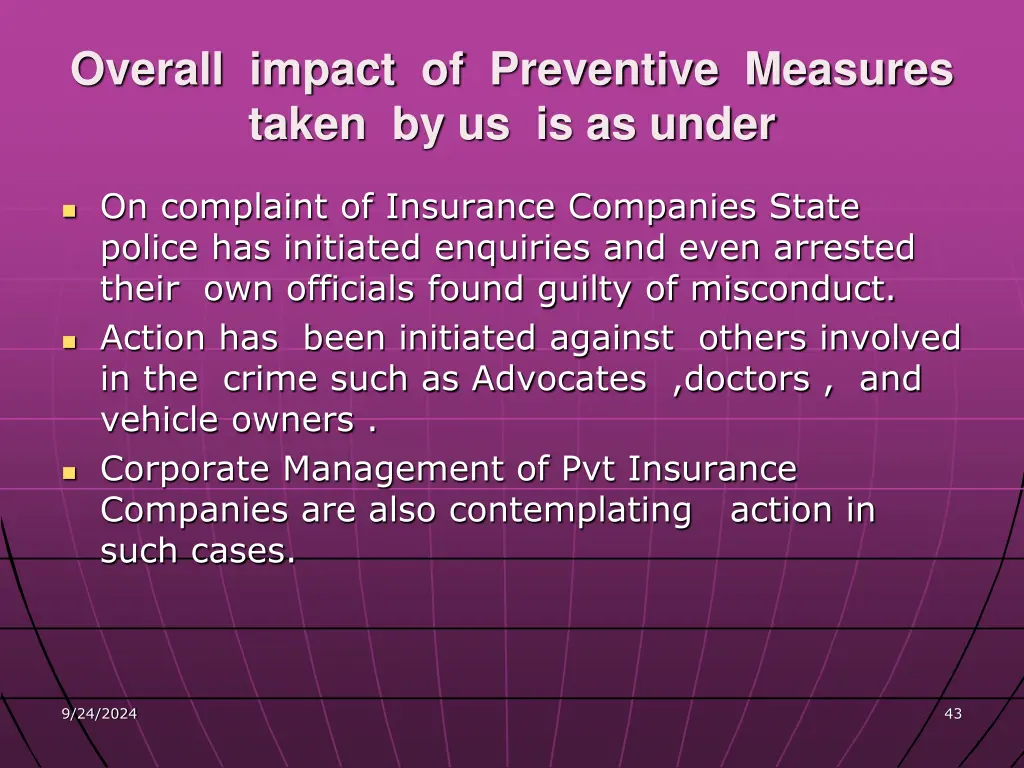 overall impact of preventive measures taken