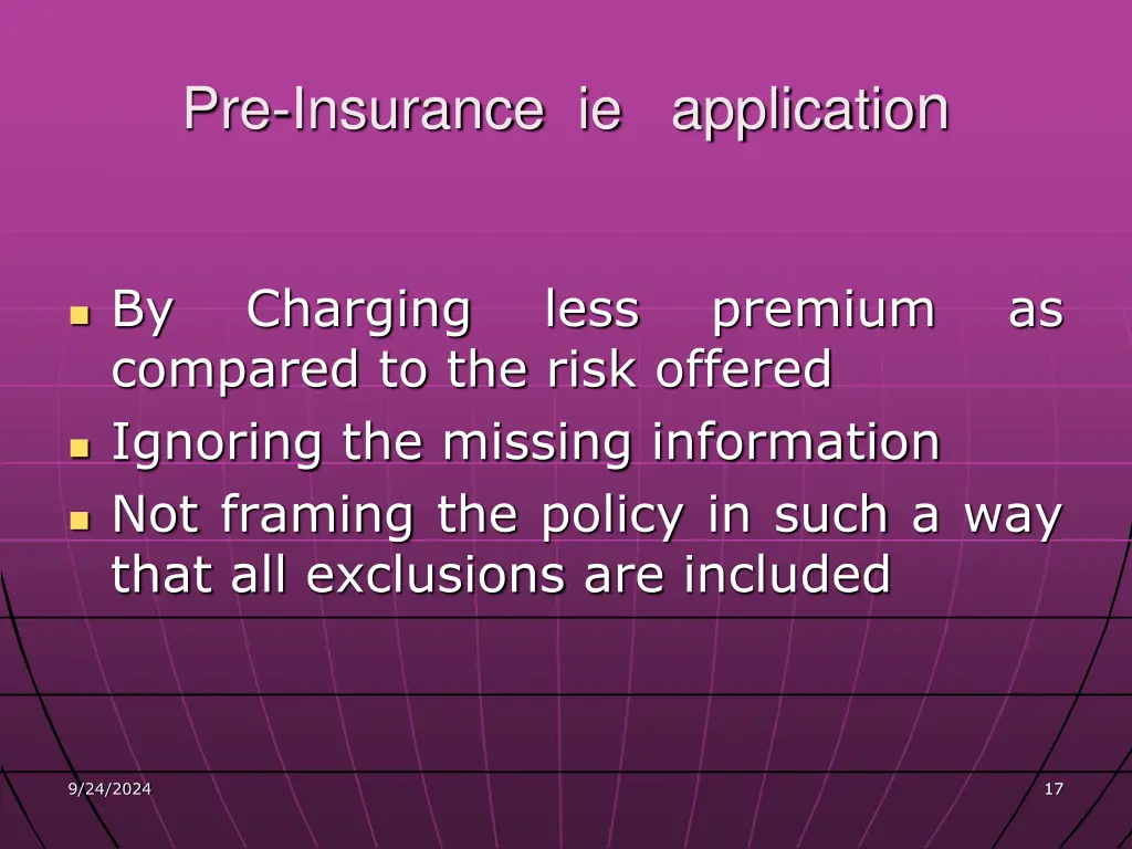 pre insurance ie applicatio n