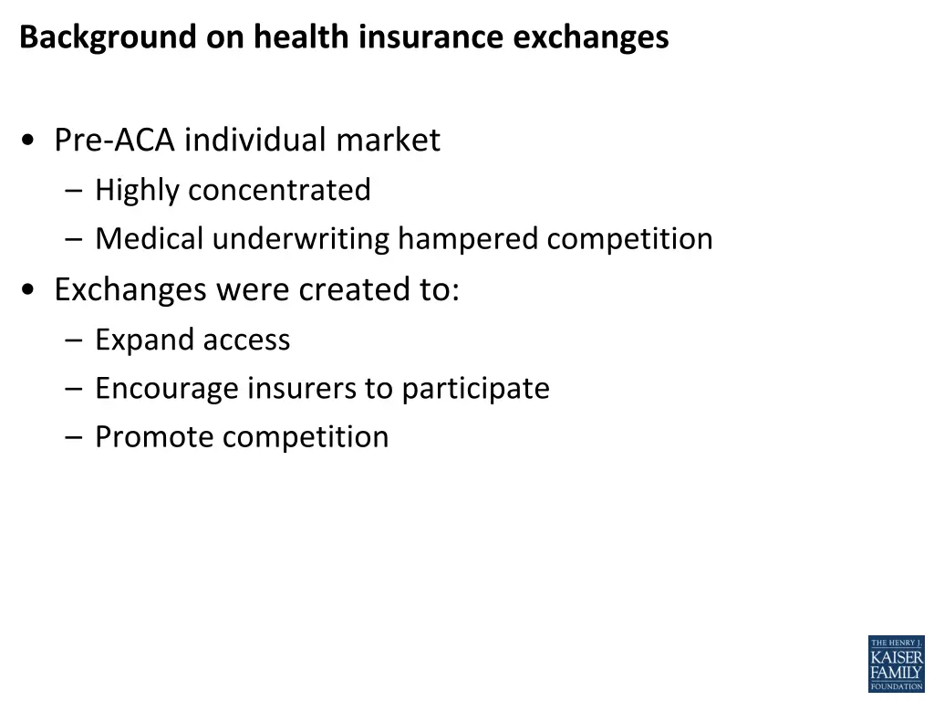 background on health insurance exchanges