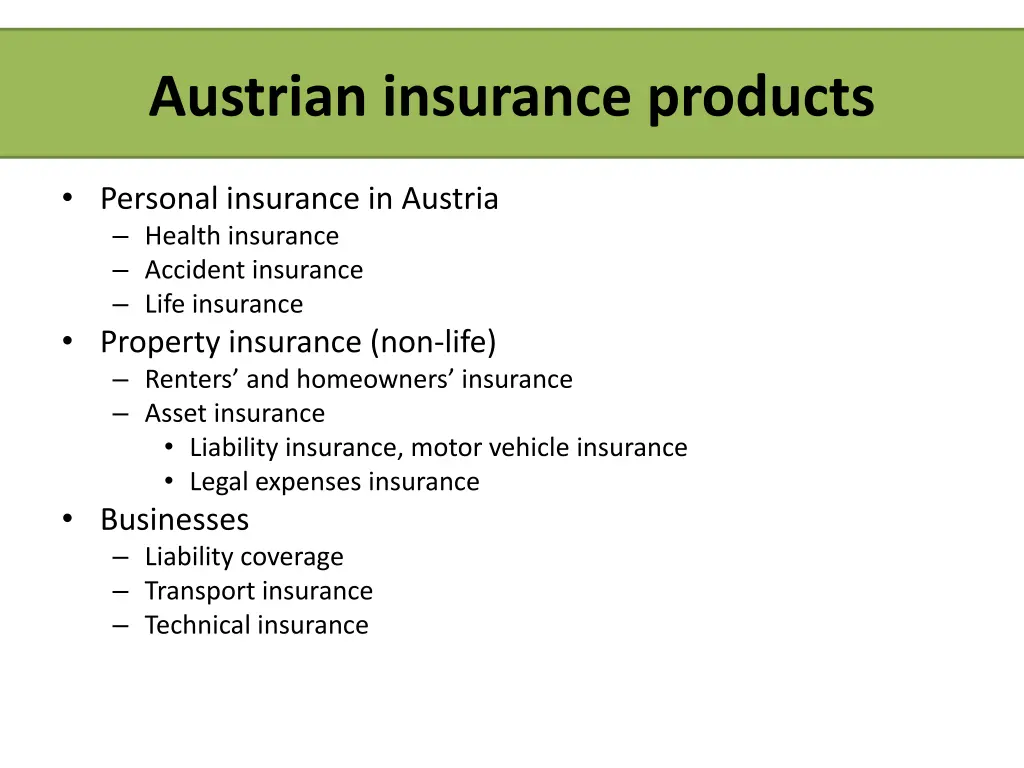 austrian insurance products