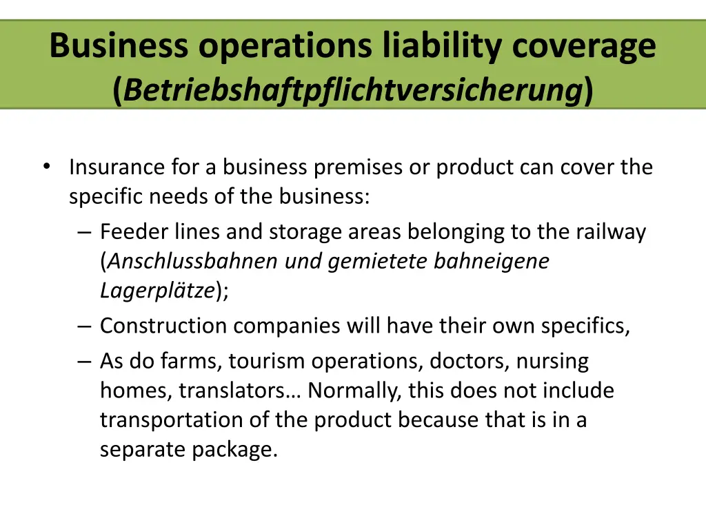 business operations liability coverage