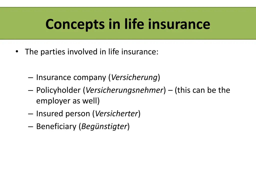 concepts in life insurance