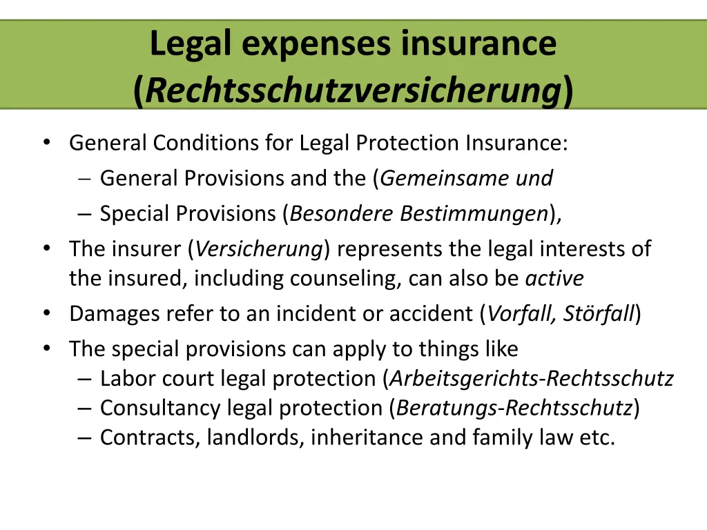 legal expenses insurance rechtsschutzversicherung