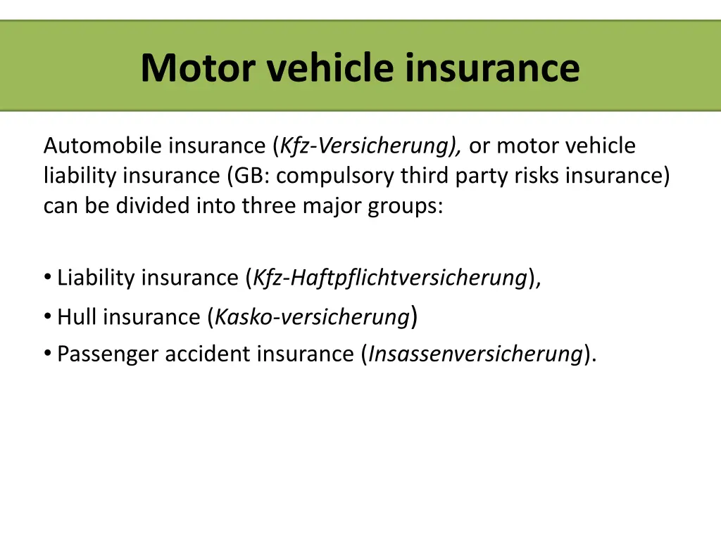 motor vehicle insurance