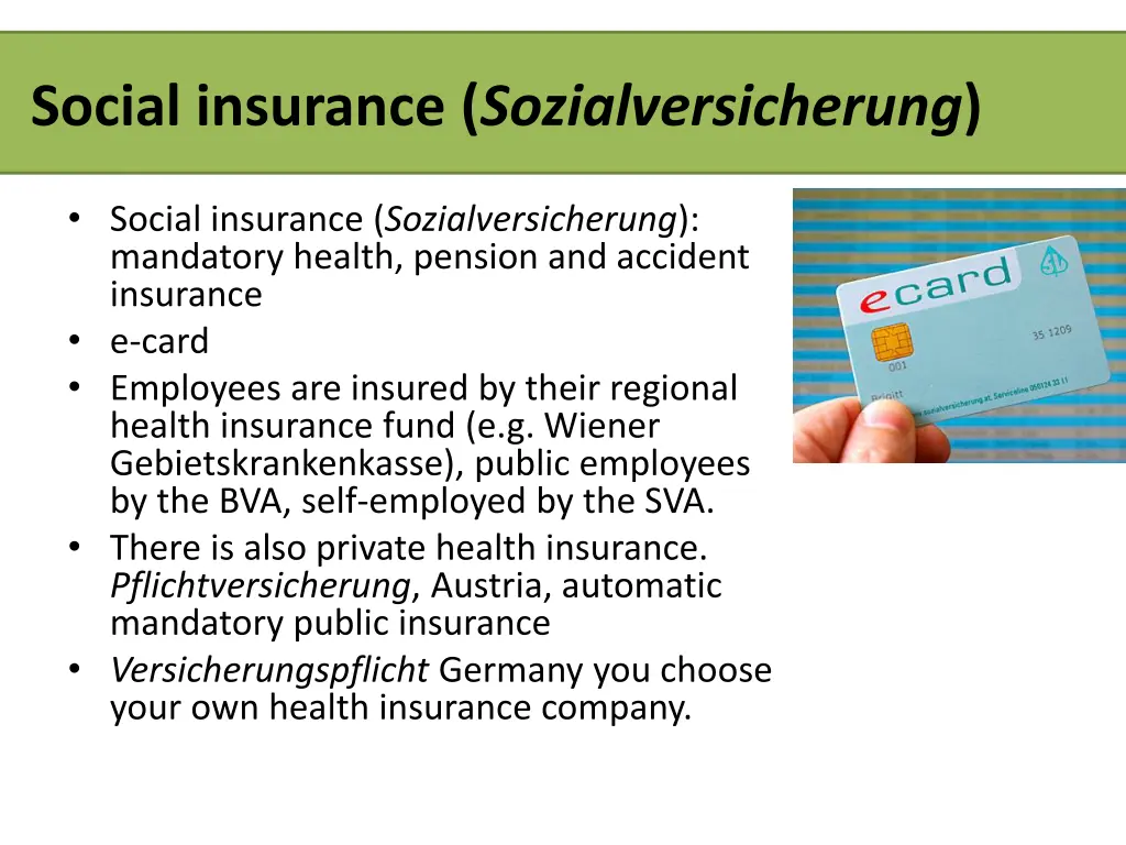 social insurance sozialversicherung