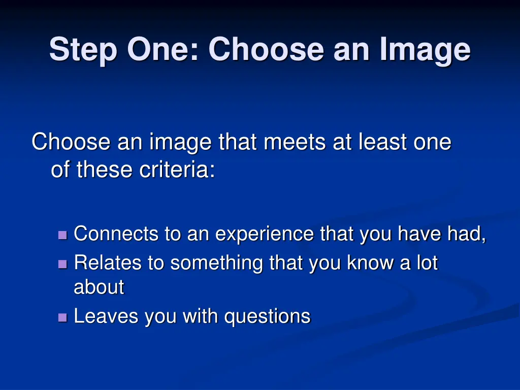 step one choose an image