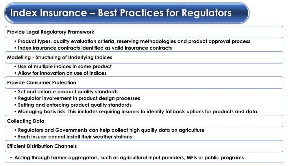 index insurance best practices for regulators