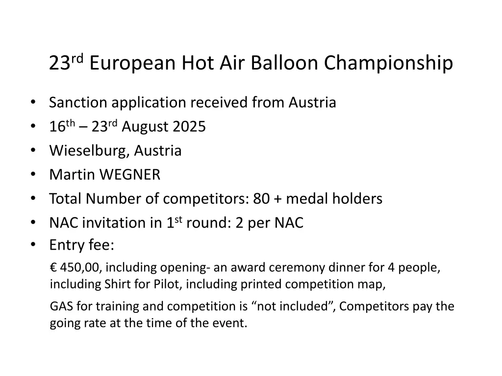 23 rd european hot air balloon championship