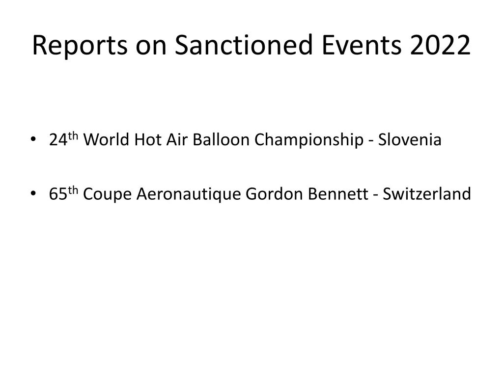 reports on sanctioned events 2022