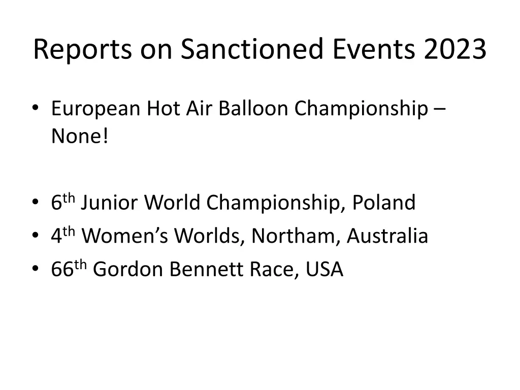 reports on sanctioned events 2023