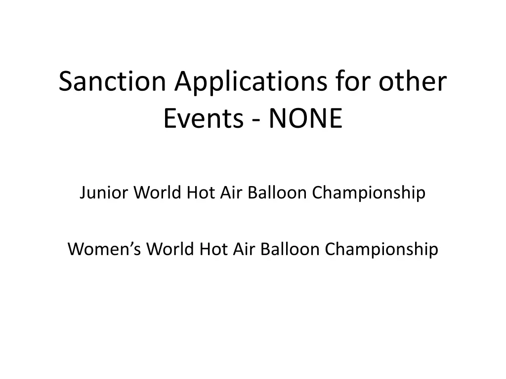 sanction applications for other events none