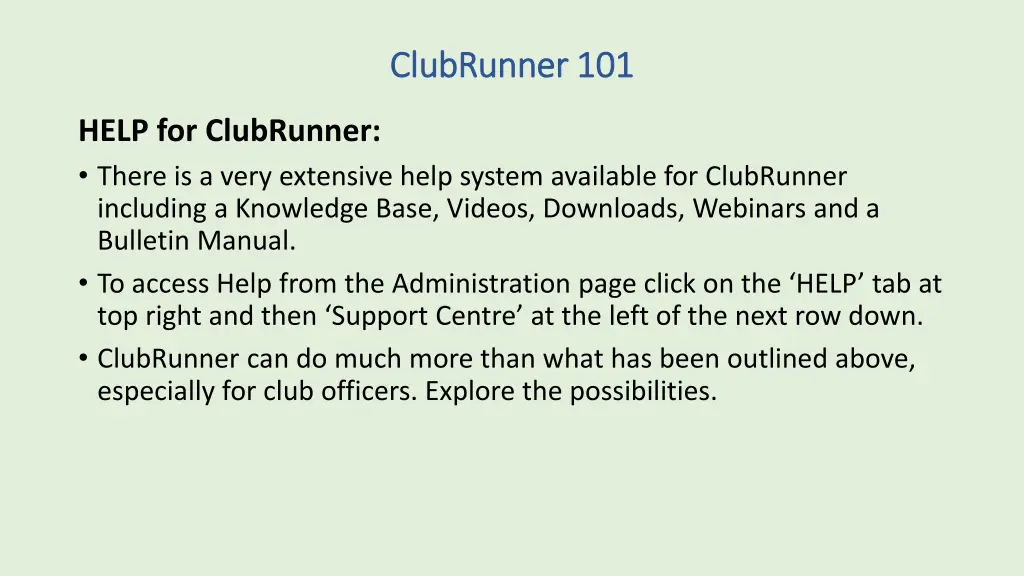 clubrunner clubrunner 101 8