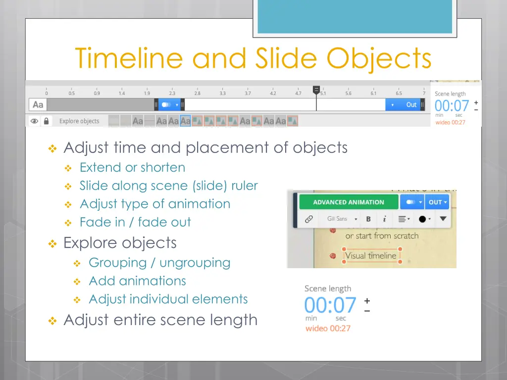 timeline and slide objects