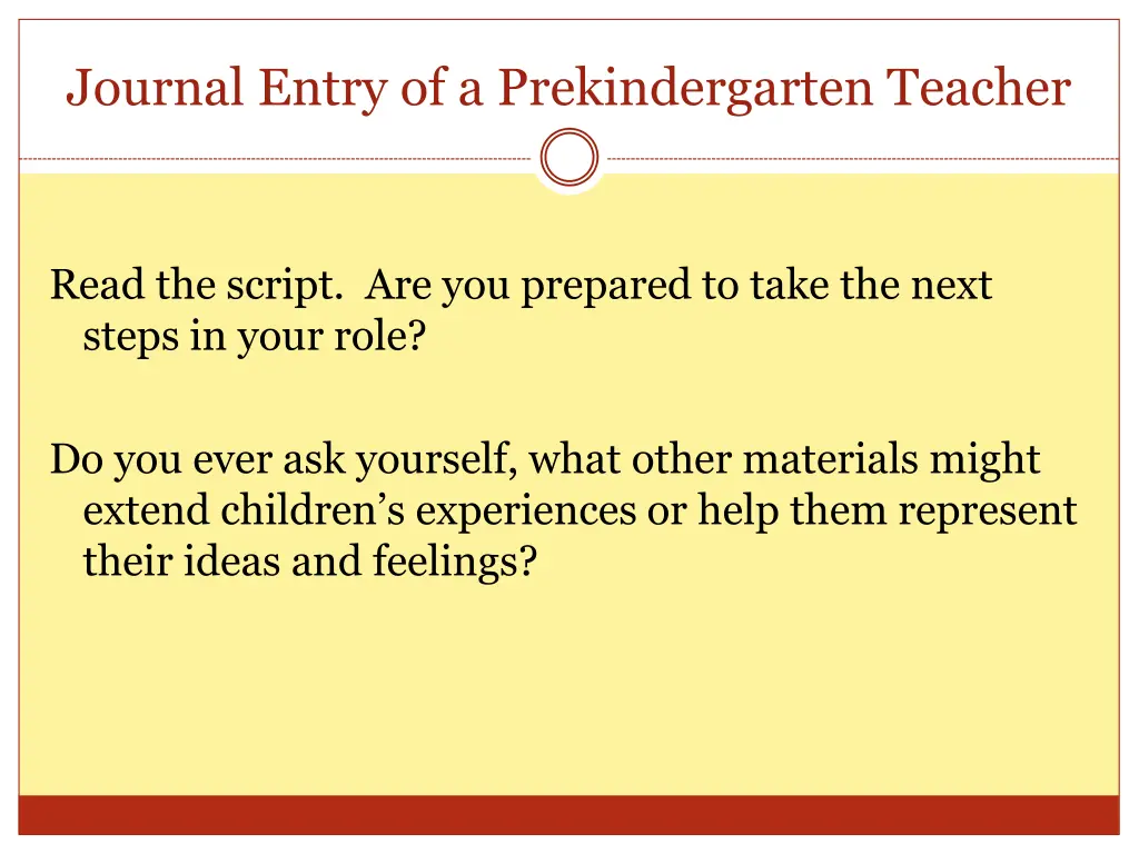 journal entry of a prekindergarten teacher