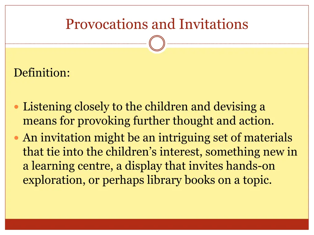 provocations and invitations